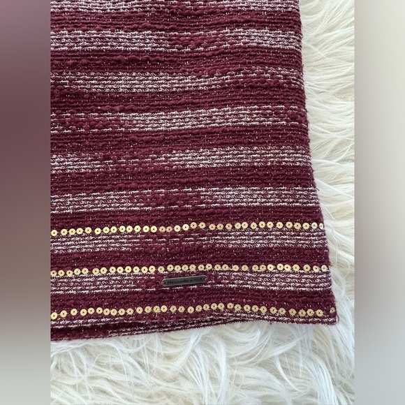 Y2K Abercrombie Fitch Tweed Mini Skirt Womens‎ Size 4 Burgundy Gold Trim - Picture 2 of 7